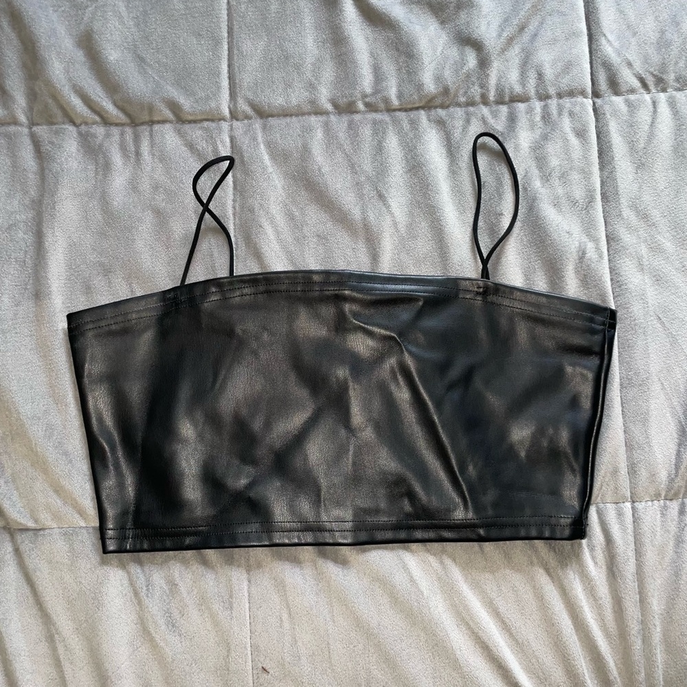 SHEIN faux leather cropped cami. Size medium